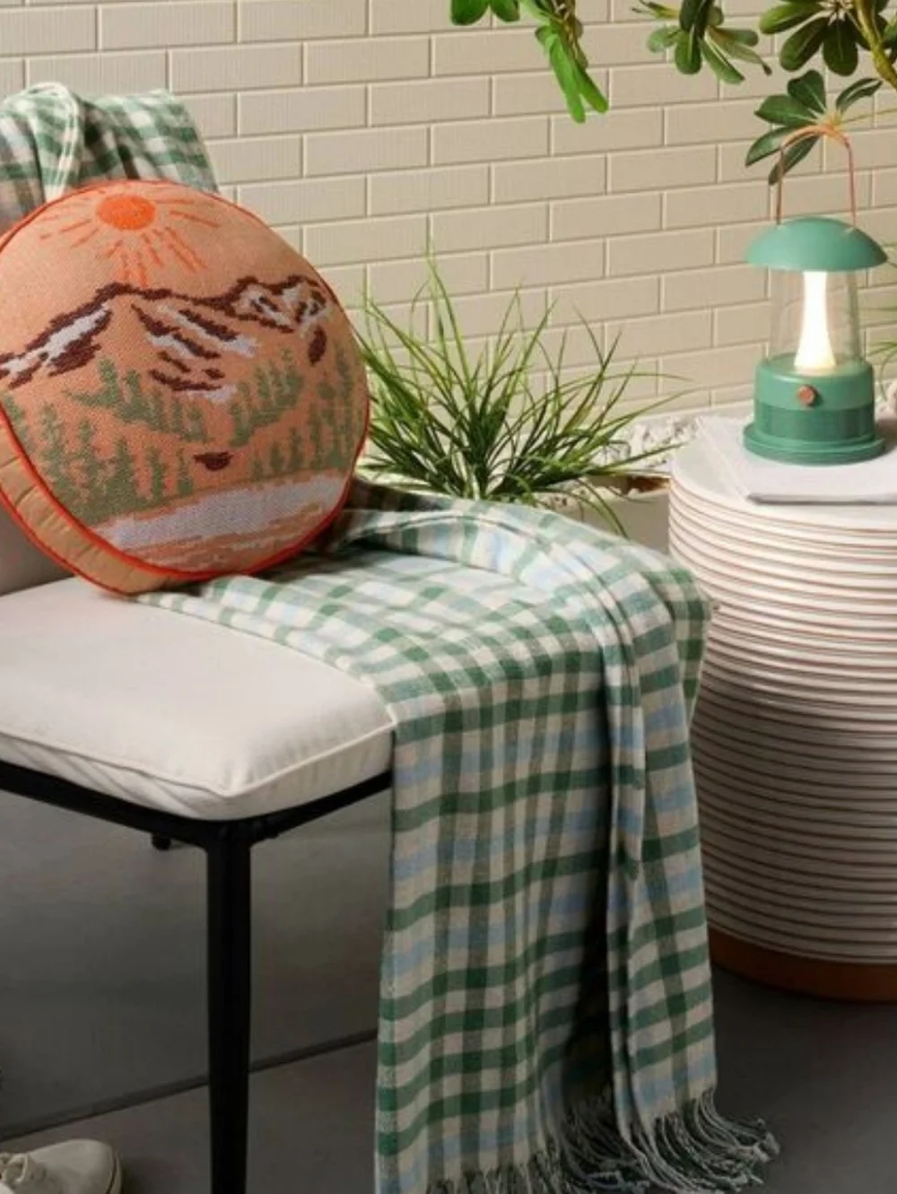Hearth And Hand Retro Portable Bluetooth Speaker LED Lantern In Sage Green